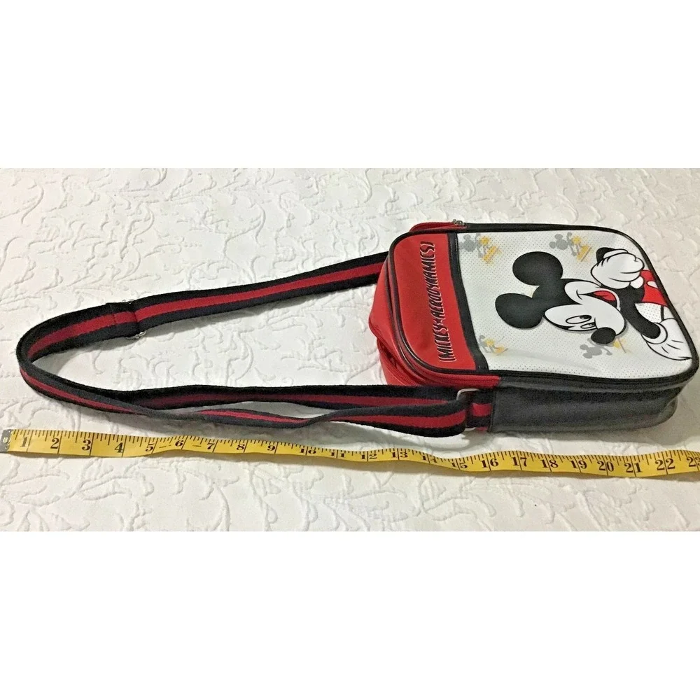 Disney Mickey Mouse Purse Red White Black Small Bookbag Tote Shoulder Strap Y2K